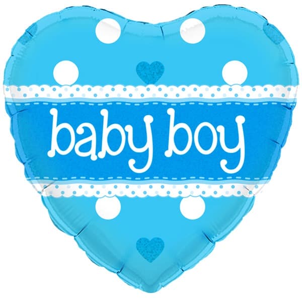 (image for) 18" Baby Boy Heart Holographic Foil Balloons