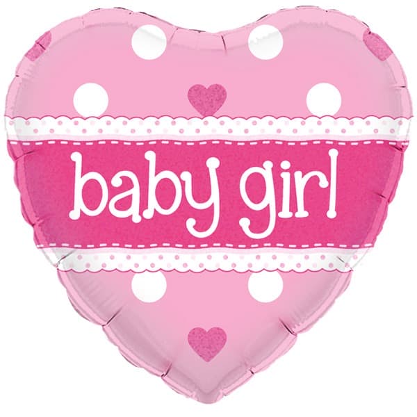 (image for) 18" Baby Girl Heart Holographic Foil Balloons