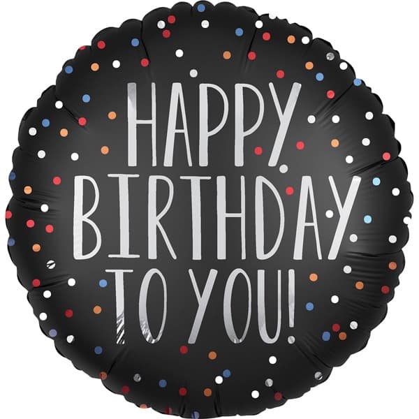 (image for) 18" Happy Birthday To You Satin Dots Foil Balloons