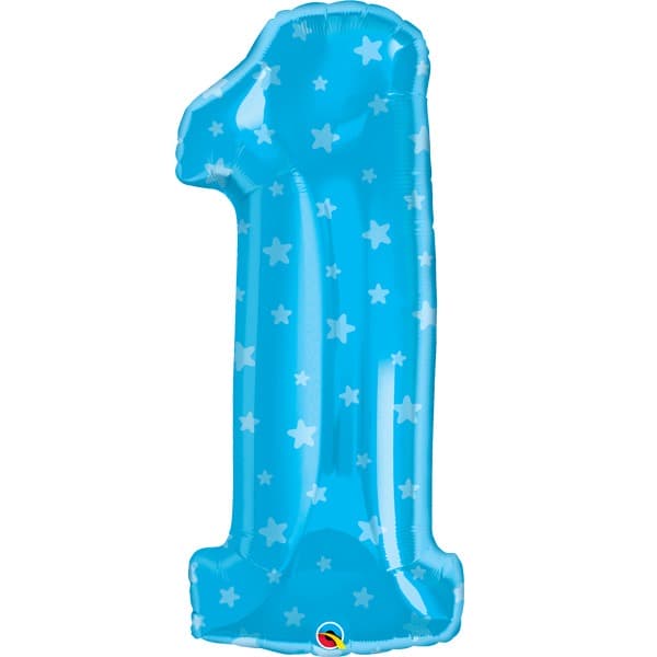 (image for) Qualatex Number 1 Blue Stars Supershape Balloons