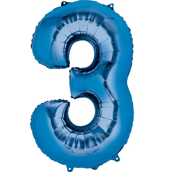 (image for) 16" Blue Number 3 Air Fill Balloons