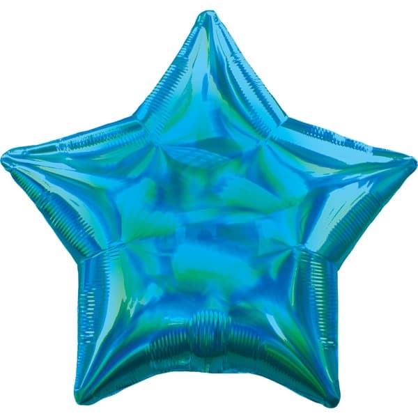 (image for) 19" Cyan Iridescent Star Foil Balloons