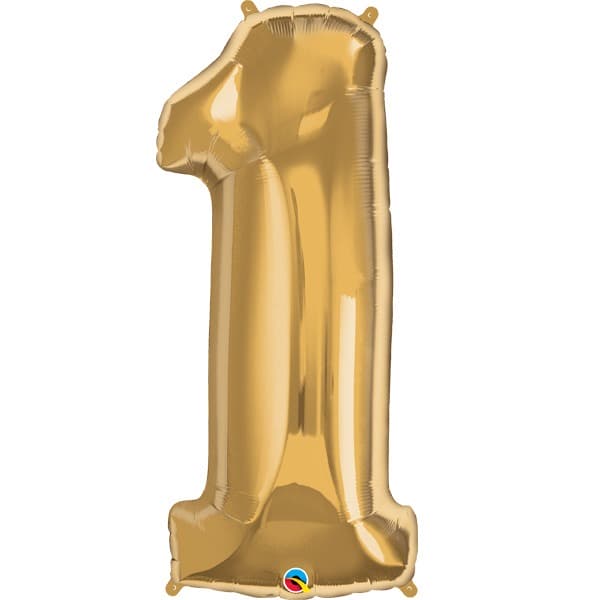 (image for) Qualatex Metallic Gold Number 1 Supershape Balloons