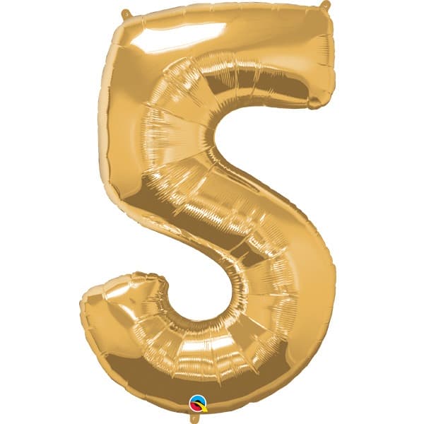 (image for) Qualatex Metallic Gold Number 5 Supershape Balloons