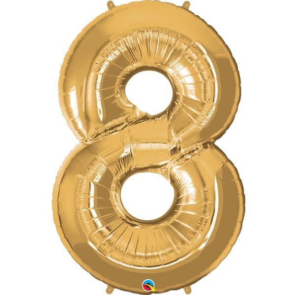 (image for) Qualatex Metallic Gold Number 8 Supershape Balloons