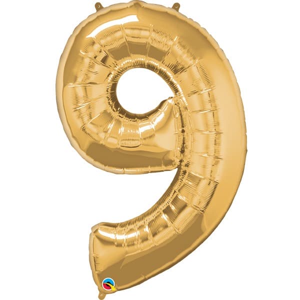 (image for) Qualatex Metallic Gold Number 9 Supershape Balloons