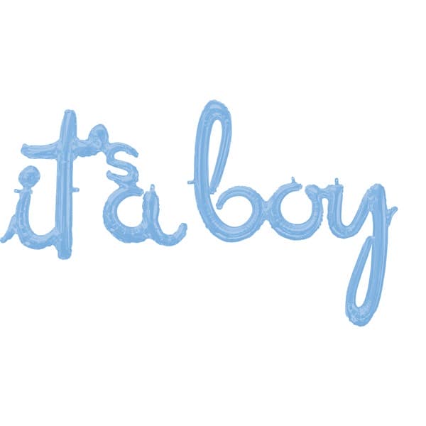 (image for) Its A Boy Pastel Blue Phrase Script Air Filled Balloons