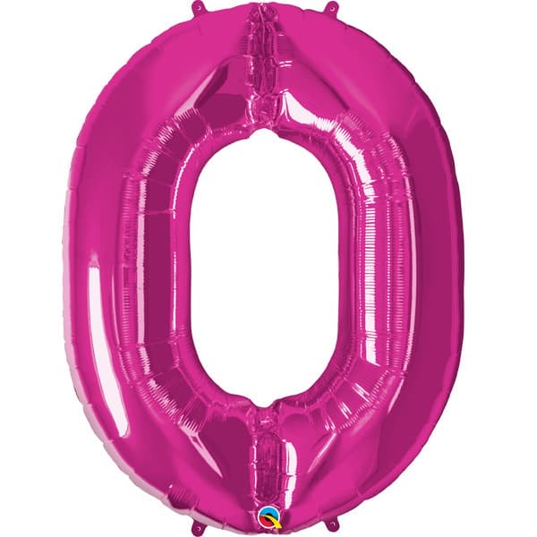 (image for) Qualatex Magenta Pink Number 0 Supershape Balloons