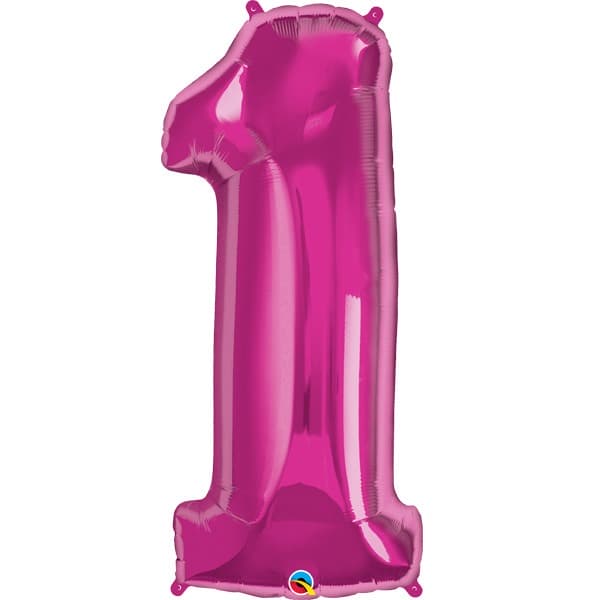 (image for) Qualatex Magenta Pink Number 1 Supershape Balloons