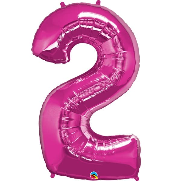 (image for) Qualatex Magenta Pink Number 2 Supershape Balloons