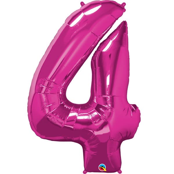 (image for) Qualatex Magenta Pink Number 4 Supershape Balloons