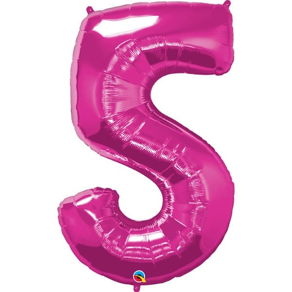 (image for) Qualatex Magenta Pink Number 5 Supershape Balloons