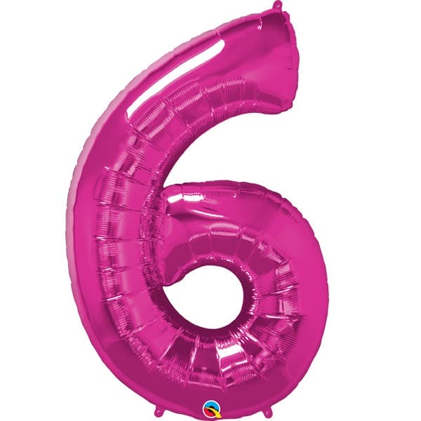 (image for) Qualatex Magenta Pink Number 6 Supershape Balloons