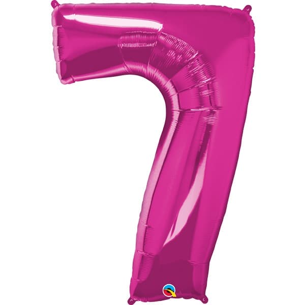 (image for) Qualatex Magenta Pink Number 7 Supershape Balloons