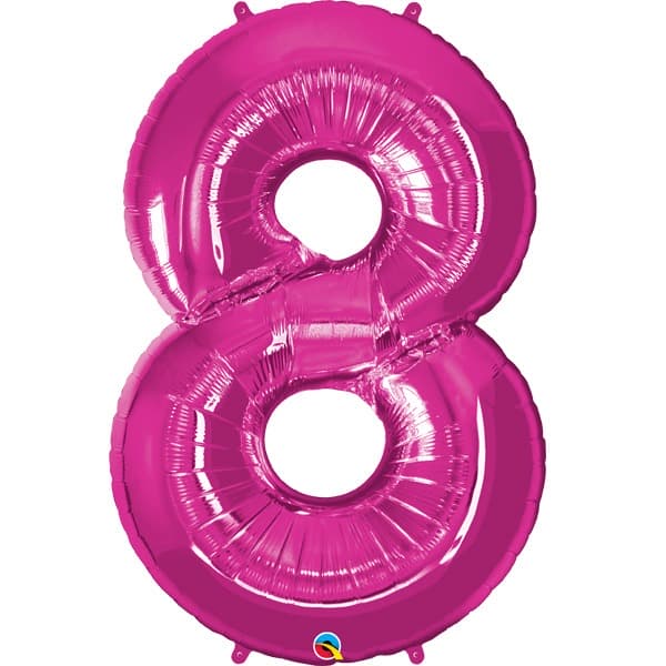 (image for) Qualatex Magenta Pink Number 8 Supershape Balloons