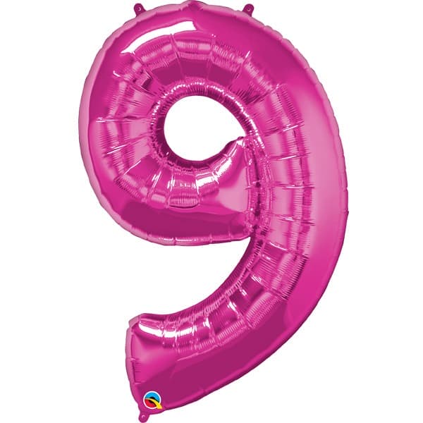 (image for) Qualatex Magenta Pink Number 9 Supershape Balloons