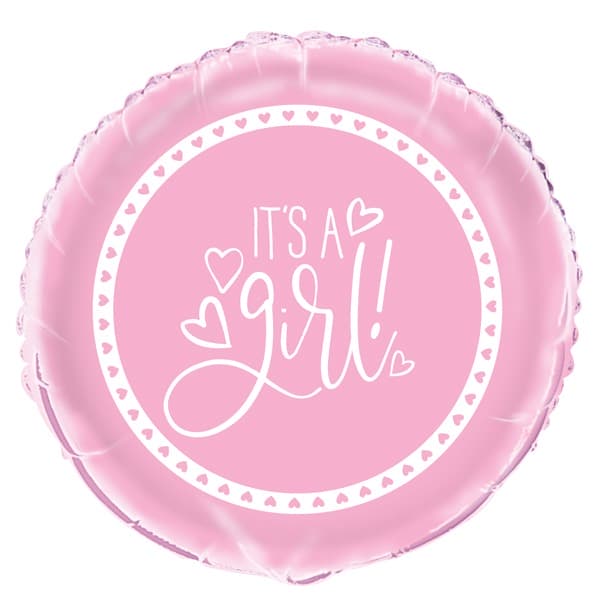 (image for) 18" Its A Girl Hearts Foil Balloons