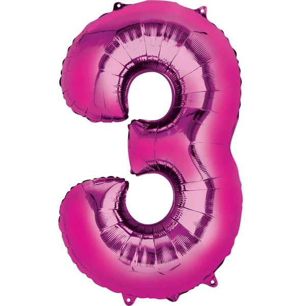 (image for) 16" Pink Number 3 Air Fill Balloons