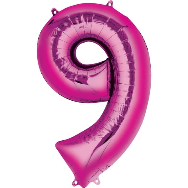 (image for) 16" Pink Number 9 Air Fill Balloons