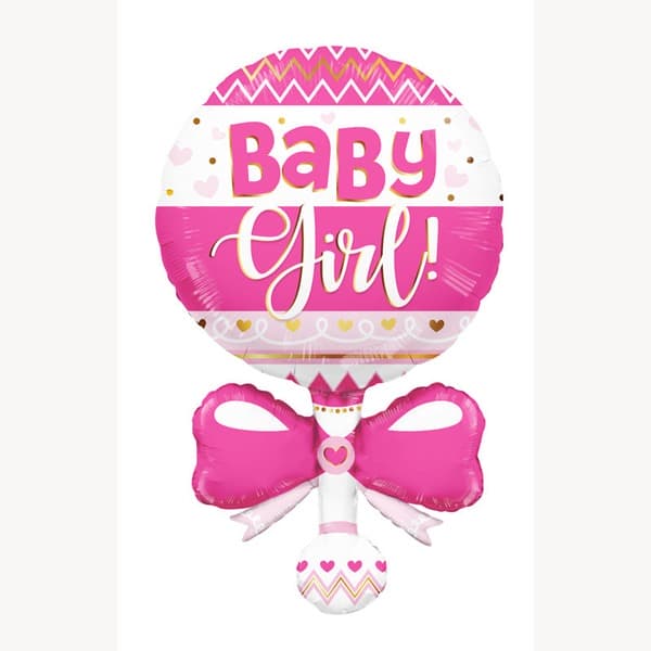 (image for) Pink Baby Girl Rattle Supershape Balloons