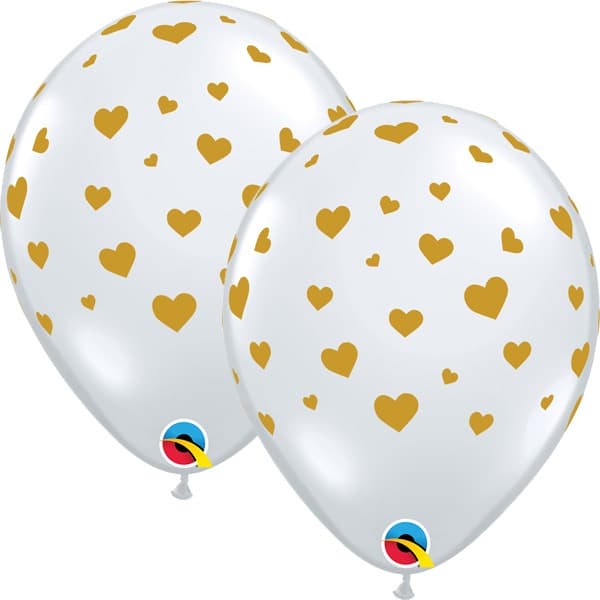 (image for) 11" Diamond Clear Random Hearts A Round Latex Balloons 25pk