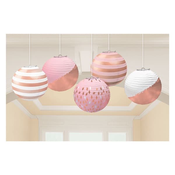 (image for) Rose Gold Blush Paper Lanterns 5pk