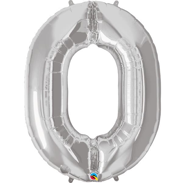 (image for) Qualatex Silver Number 0 Supershape Balloons