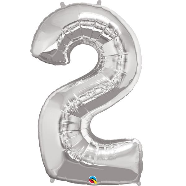 (image for) Qualatex Silver Number 2 Supershape Balloons