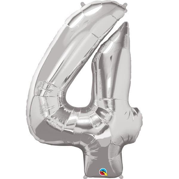 (image for) Qualatex Silver Number 4 Supershape Balloons