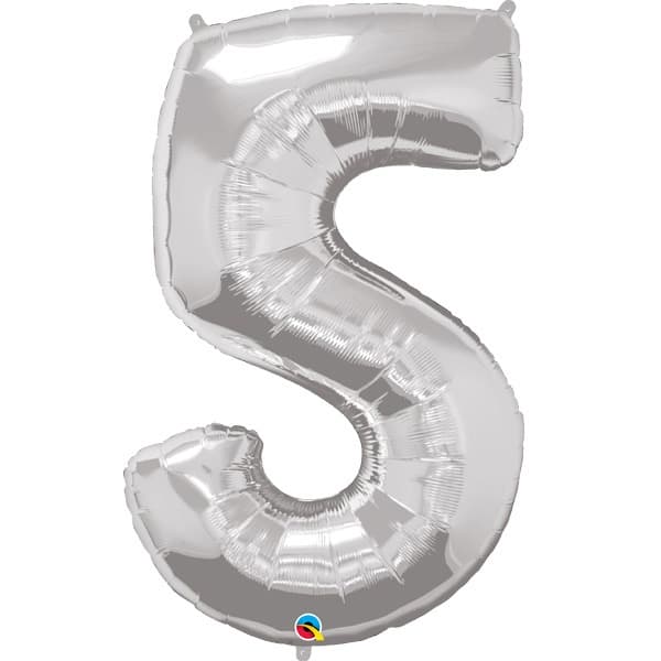 (image for) Qualatex Silver Number 5 Supershape Balloons