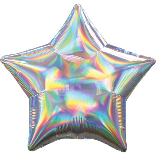 (image for) 19" Silver Iridescent Star Foil Balloons