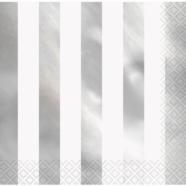 (image for) Silver Foil Stripes Luncheon Napkins 16pk