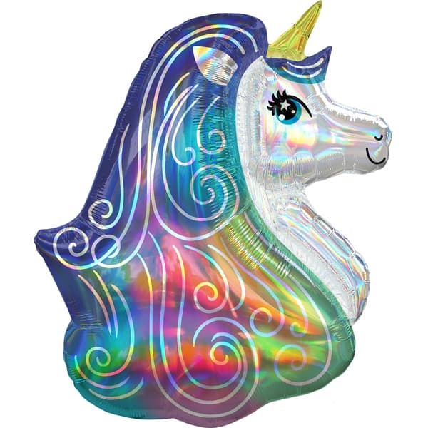 (image for) Rainbow Unicorn Iridescent Supershape Balloons