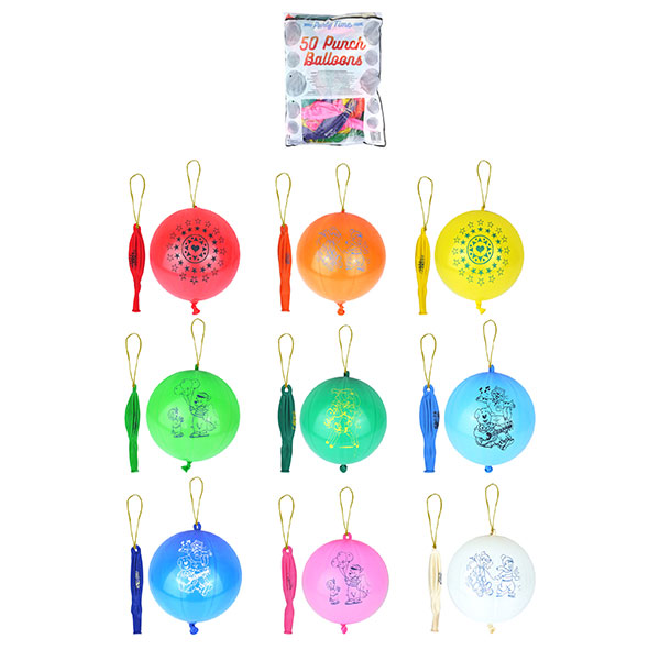 18" Fun Printed Punch Ball Balloons 50pk
