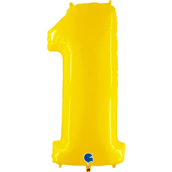 (image for) 40" Grabo Yellow Shiny Number 1 Supershape Balloons