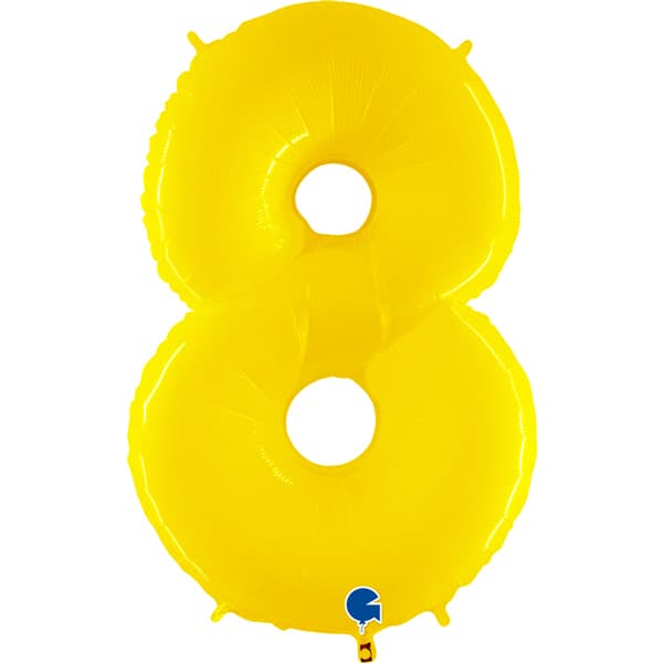 (image for) 40" Grabo Yellow Shiny Number 8 Supershape Balloons